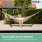 Vita5 Hangmat met Standaard 2 Persoons - Incl. Bekerhouder - Draaggewicht 205 kg - Blauw Wit Bruin - Verstelbare Lengte - Incl. Draagtas