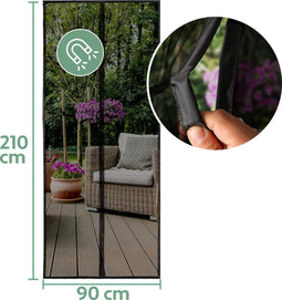 Vita5 Magnetisch Vliegengordijn 90x210 cm - Magnetisch Horgordijn Zwart - Deurgordijn Plastic voor Vliegen - Hordeur