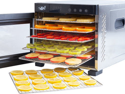Vita5 Nobel Pro 6 Voedseldroger - Dehydrator 6 Laags - Droogoven RVS - 24-Uurs Timer - Led-bedieningspaneel - 650 Watt
