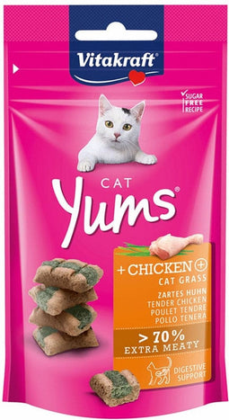 Vitakraft Cat Yums Kip & Kattengras - Kattensnack - 40 g
