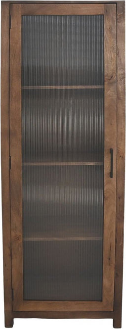 Vitrine kast met glas - 60x40x180 - Naturel - Mangohout/Glas