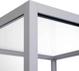 Vitrinekast 184x40x40cm haaks aluminium profiel met glazen top en zijverlichting