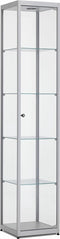 Vitrinekast 184x40x40cm haaks aluminium profiel met glazen top en zijverlichting