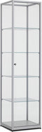 Vitrinekast 184x40x40cm haaks zwart profiel met glazen top zonder verlichting
