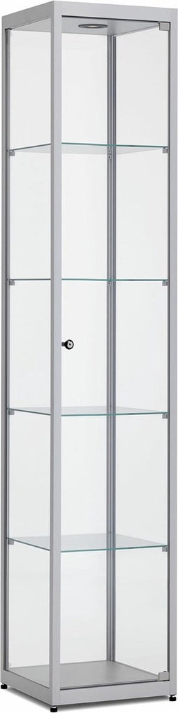 Vitrinekast 200x50x50cm haaks aluminium profiel met plafondverlichting