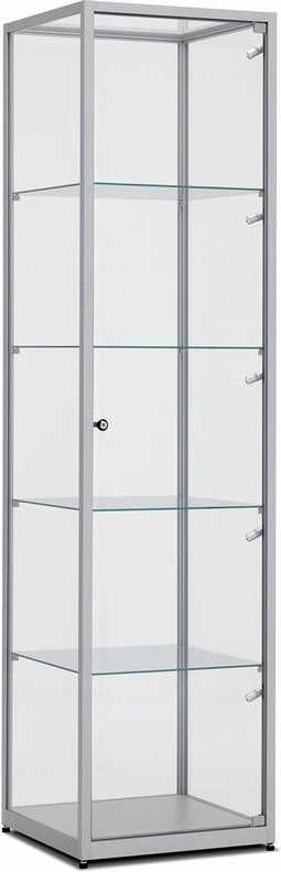 Vitrinekast 200x50x50cm haaks zwart profiel met plafondverlichting