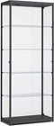 Vitrinekast 200x80x40cm haaks zwart profiel met plafondverlichting