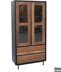 Vitrinekast Anayah gerecycled hout 90 cm - zwart