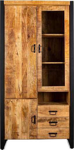 Vitrinekast Britt Links Mango metaal 100cm breed - Naturel