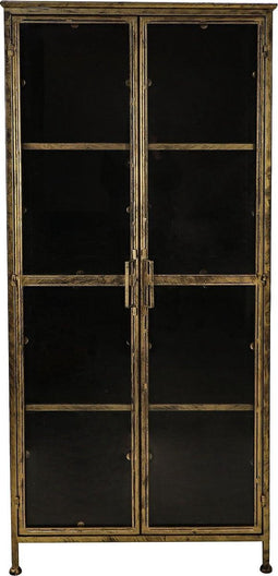 Vitrinekast Fletcher - 80x40x180 - Antique Gold - Metaal/glas