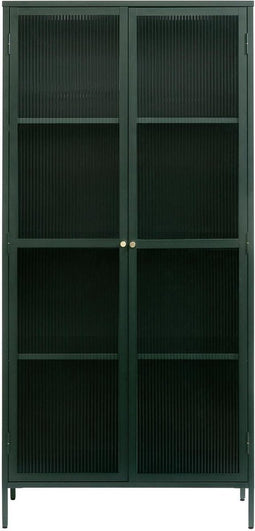 Vitrinekast Groen - Metaal - 90x40x190cm - Vitrinekast Bronco - Giga Living