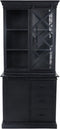 Vitrinekast Melbourne - 95x45x195 - Zwart - Rustiek mangohout/ijzer