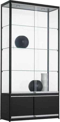 Vitrinekast met onderkast 3 legborden 200x100x40cm Zwart