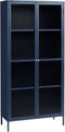 Vitrinekast Metaal Blauw - 4 Planken - 90cm - Soft Closing - Kast Bronco - Giga Living