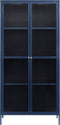 Vitrinekast Metaal Blauw - 4 Planken - 90cm - Soft Closing - Kast Bronco - Giga Living