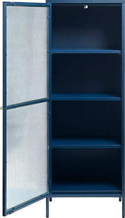 Vitrinekast Metaal Blauw - 58cm - 1-Deurs - Soft Closing - Kast Bronco - Giga Living