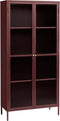 Vitrinekast Metaal Rood - 90x190cm - 4 Planken - Kast Bronco - Giga Living