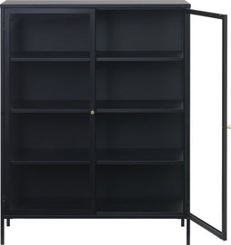 Vitrinekast Metaal Zwart - 110cm - 2-Deurs - Soft Closing - Kast Carmel - Giga Living