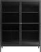 Vitrinekast Metaal Zwart - 111cm - 2-Deurs - Soft Closing - Kast Bronco - Giga Living