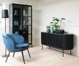 Vitrinekast Metaal Zwart - 2-Deurs - 4 Planken - 90x190cm - Kast Carmel - Giga Living