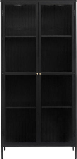 Vitrinekast Metaal Zwart - 4 Planken - 2-Deurs - Soft Closing - Kast Bronco - Giga Living