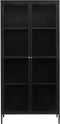 Vitrinekast Metaal Zwart - 4 Planken - 2-Deurs - Soft Closing - Kast Bronco - Giga Living