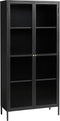 Vitrinekast Metaal Zwart - 4 Planken - 2-Deurs - Soft Closing - Kast Bronco - Giga Living