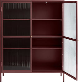 Vitrinekast Rood - Metaal - 40x110,9x140cm - 2 Deuren - Soft Closing - Vitrinekast Bronco - Giga Living