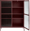 Vitrinekast Rood - Metaal - 40x110,9x140cm - 2 Deuren - Soft Closing - Vitrinekast Bronco - Giga Living