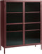Vitrinekast Rood - Metaal - 40x110,9x140cm - 2 Deuren - Soft Closing - Vitrinekast Bronco - Giga Living