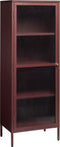 Vitrinekast Rood - Metaal - 40x58x160cm - Soft Closing - Kast Bronco - Giga Living