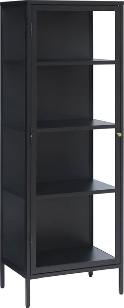 Vitrinekast Zwart - Metaal - 40x57,5x160cm - Soft Closing - Vitrinekast Carmel - Giga Living