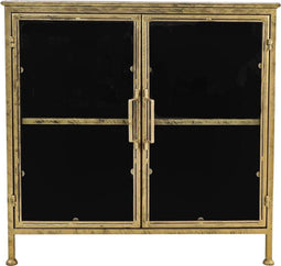 Vitrinekastje Fletcher - 93x42x90 - Antique Gold - Metaal/glas