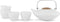 Viva Scandinavia - Pure Thee Set - Theepot incl. 2 mokjes - 370 ml - 7x7x15.2 cm - Wit