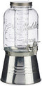 Vivalto Drankdispenser - glas - 3,8 liter - met tapkraantje - zilverkleurig - 38 cm