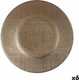 Vivalto - Platt Tallrik - Brons - Glas - 6 Stuks - 21 x 2 x 21 cm