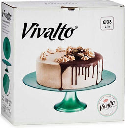 Vivalto Taartplateau - Groen - Glas - 33 x 9 x 33 cm