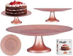 Vivalto Taartplateau - Roze - Glas - 33 x 9 x 33 cm