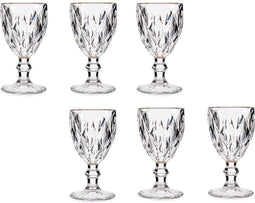 Vivalto Wijnglazen - 6x - kristal look - gouden rand - 254 ml