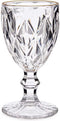 Vivalto Wijnglazen - 6x - kristal look - gouden rand - 254 ml