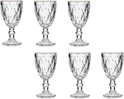 Vivalto - Wijnglazen - 6x - kristal look- gouden rand - 330 ml