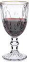 Vivalto - Wijnglazen - 6x - kristal look- gouden rand - 330 ml