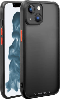 Vivanco Frosted Backcover Apple iPhone 14 Transparant, Zwart