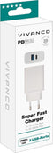 Vivanco TCVVDUALUSB20W GSM-lader USB-A, USB-C Met snellaadfunctie Wit