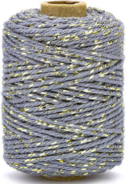 Vivant Koord Katoen Lurex Twist donkergrijs / goud - 50 Meter 2MM