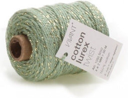 Vivant Koord Katoen Lurex Twist olijfgroen / goud - 50 Meter 2MM