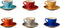 Vivi Oggi - Espressokopjes - Kleurrijk - Kop met Schotel - Set van 6 - 50ml - Kerst