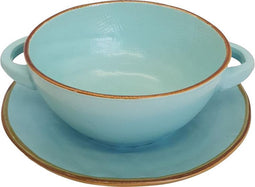 Vivi Oggi - Soepkom met Onderbord - Serviesset - Turquoise - Italië - Kerst