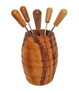 Vivi Oggi Tapasprikkers 5 stuks met Olijfhouten houder