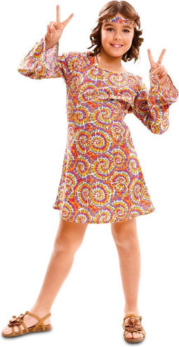 VIVING COSTUMES / JUINSA - Psychedelisch hippie kostuum voor meisjes - 5 - 6 jaar
